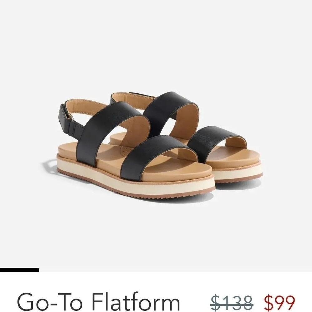 Nisolo Go-To Flatform Sandal - Black and Tan